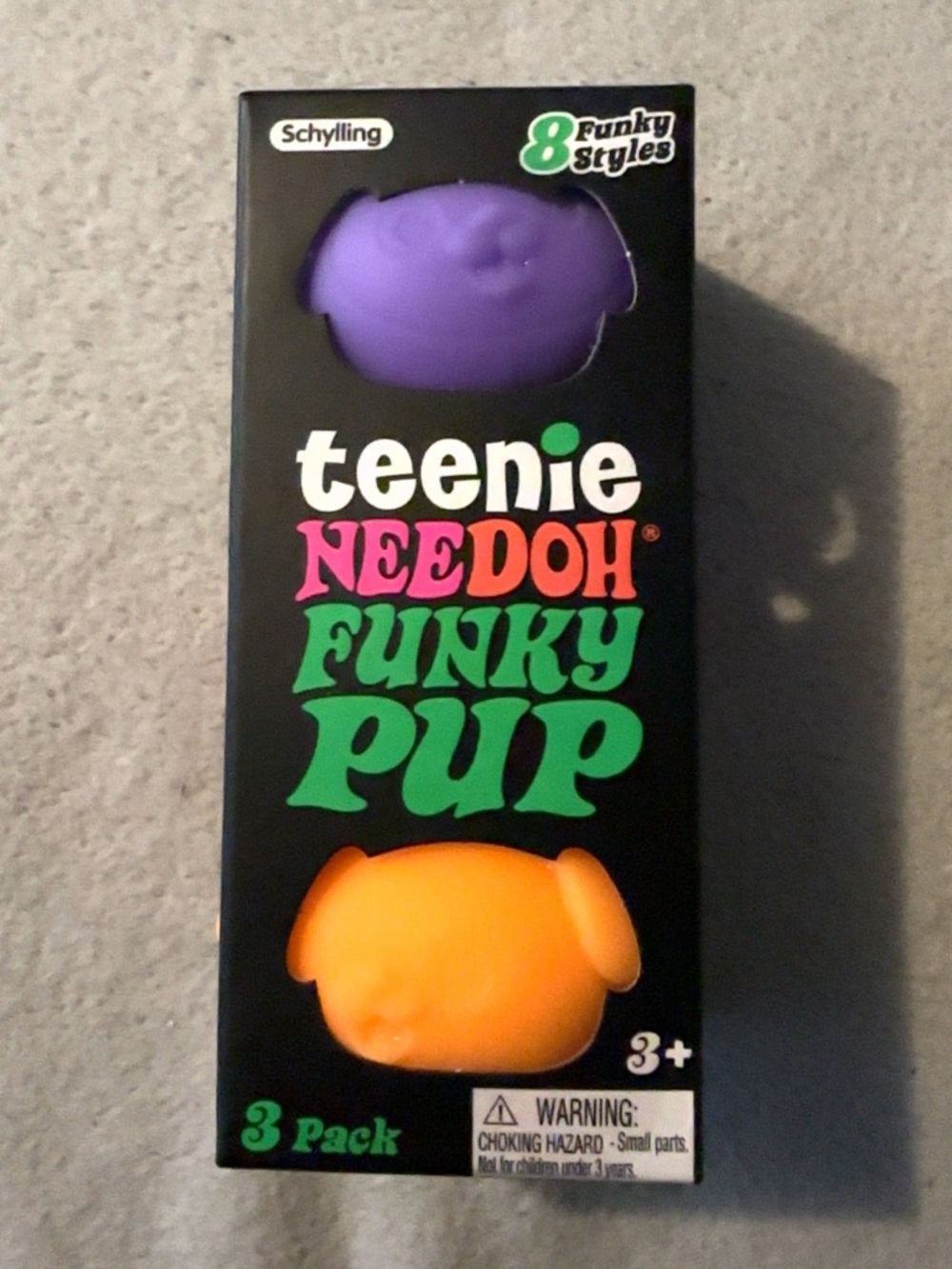 Teenie Needoh Funky Pup 3-pack - Purple, Orange, and Pink